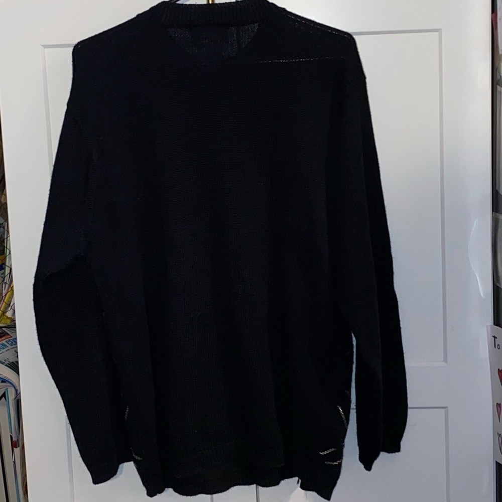 Vintage 80s 90s Norton McNaughton Black Knit beaded Sweater grandmacore - Picture 7 of 7